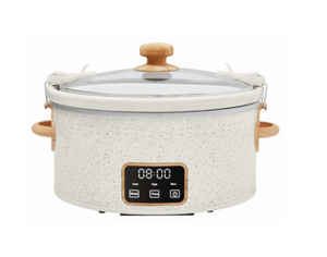 lot 118 image: The Pioneer Woman 6 Qt Digital Slow Cooker with Locking Lid, Linen Speckle