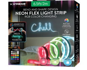 lot 238 image: LOT OF 2 Xtreme Lit 6.5ft LED Neon Flex Light Strip, New Memory Wire, Multi-Color, Lightweight 0.4 lb, 6.3