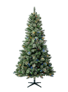 lot 371 image: 7.5 ft Pre-Lit Liberty Cashmere Pine Artificial Christmas Tree with 300 Color-Changing LED Lights and Stand, by Holiday Time