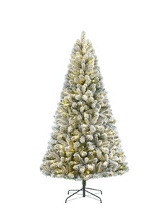 lot 372 image: 6.5 ft Pre-Lit Flocked Frisco Pine Artificial Christmas Tree with 250 Color-Changing LED Lights and Stand, by Holiday Time