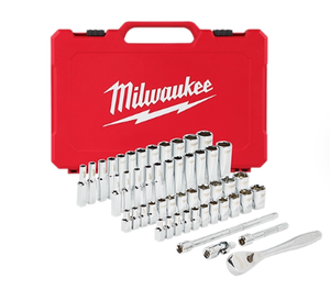 lot 680 image: Milwaukee 14 Drive 50pc Ratchet & Socket Set - SAE & Metric
