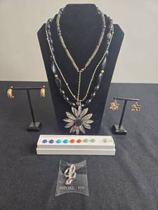 Multi-Piece Jewelry Set: Necklaces, Earrings, Bracelet with Gemstones - display not inc