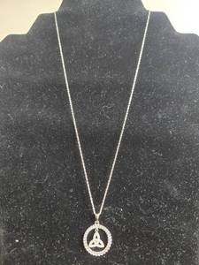 lot 19 image: ShanOre Celtic Trinity Knot Necklace with Swarovski Crystals on 18 Sterling Silver Chain