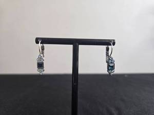 lot 35 image: Lia Sophia Silver Earrings with Blue Gemstones - display not inc