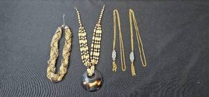 lot 60 image: Set of Vintage Necklaces with Bead and Chain Designs - display not inc