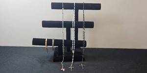 lot 72 image: Collection of Necklaces and Bracelets with Cross Pendants - display not inc