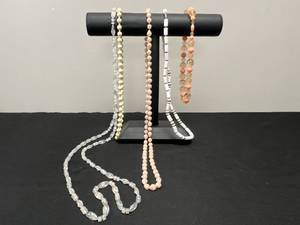 lot 123 image: Set of Assorted Beaded Necklaces - display not inc