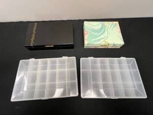 lot 125 image: Collection of Jewelry Storage Boxes - Plastic, Floral, and Velvet-Lined
