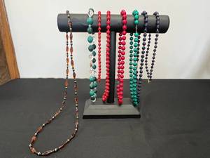 lot 151 image: Collection of Beaded Necklaces with Various Designs - display not inc
