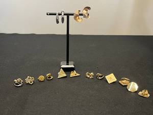 lot 153 image: Collection of Avon Vintage Earrings in Gold and Silver Tones - display not inc