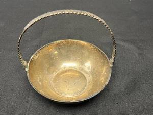 lot 168 image: Antique Silver-Plated Bowl with Handle - Made in India