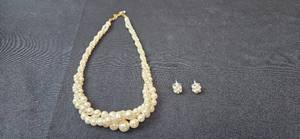 lot 85 image: Elegant RMN Faux Pearl Necklace and Earring Set