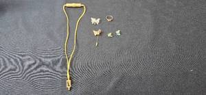 lot 94 image: Collection of Butterfly Themed Jewelry with Necklace, Ring, Brooch, and Earrings