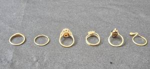 lot 97 image: Collection of Elegant Gold Tone Rings (mostly sz 8) with Various Gemstones