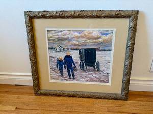 lot 35 image: Print Amish Winter in Cashton by Wisconsin Artist Jeff Dickson