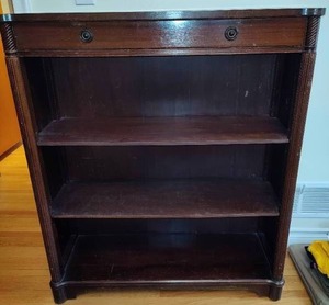 lot 46 image: Vintage 1940s Wood Bookcase w Drawer