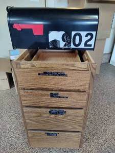 lot 208 image: Four Drawer Cabinet & Mailbox