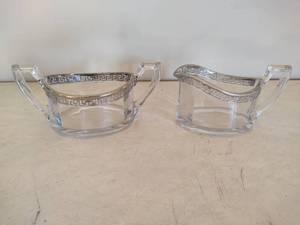 lot 143 image: U.S. Glass Co. Greek Key Sugar & Creamer Set