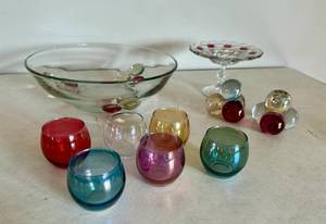 lot 74 image: Vintage Westmoreland Decor - Ball Candle Holders, Salad Bowl, Compote Server