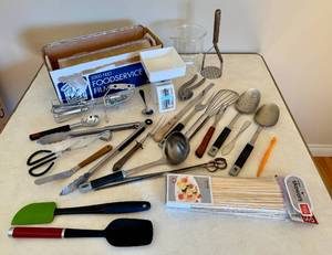 lot 70 image: Kitchen Utensils, Scale, Plastic Wrap & more