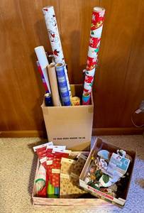 lot 239 image: Assorted Gift Wrap Supplies & Floral Design Accents