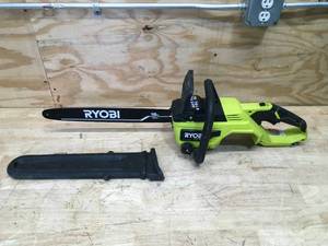 lot 30 image: RYOBI 40V HP Brushless 18-inch Cordless Battery Chainsaw Model # RY40508 - Tool Only