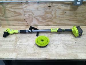 lot 36 image: RYOBI ONE 18V Cordless Telescoping Power Scrubber Model # P4500 - Tool Only