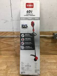 lot 18 image: Toro 1315 60V Cordless String Trimmer with 2Ah Battery and Charger Model # 51831