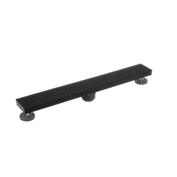 lot 77 image: Oatey Designline 24 in. Stainless Steel Linear Shower Drain with Square Pattern Drain Cover in Matte Black