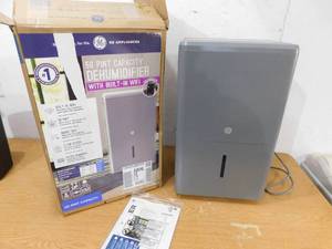 lot 63 image: GE 50-Pints for Wet Rooms Up To 4500 sq. ft. Residential Dehumidifier with Bucket in Gray Wi-Fi, ENERGY STAR