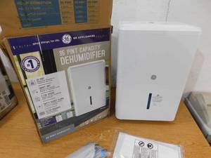 lot 53 image: GE 35 pt. Dehumidifier with Smart Dry for Bedroom, Basement or Very Damp Rooms up to 3000 sq. ft. in White, ENERGY STAR