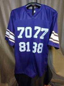lot 53 image: Autographed Purple People Eaters MN Vikings mesh jersey signed by Carl Eller, Gary Larson & Alan Page