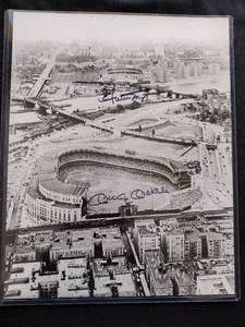 lot 91 image: Famous stadium shot of polo grounds & yankee stadium signed Mickey Mantle and Willie mays