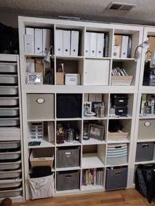 lot 41 image: 2 white IKEA cube shelves