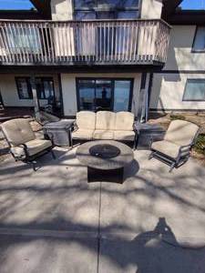 Patio furniture with propane fire pit