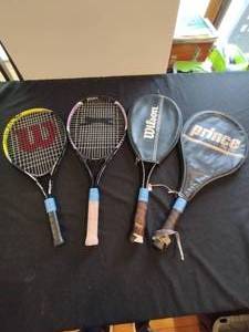 lot 222 image: Wilson, prince, and slazenger tennis rackets