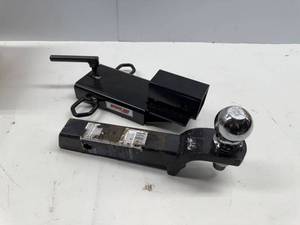 lot 84 image: Extreme Max Clamp-On Forklift Fork Hitch Receiver Adapter - 2 - 5001.1373 and 2 drop hitch with ball