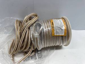 lot 105 image: Extreme Max BoatTector 12 x 150 Premium Double Braid Nylon Anchor Line with Thimble - White & Gold - broken spool