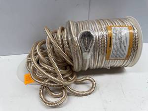 lot 107 image: Extreme Max BoatTector 12 x 150 Premium Double Braid Nylon Anchor Line with Thimble - White & Gold - broken spool