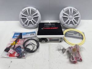 lot 146 image: BOSS Audio Systems MCK508WB.6 Marine Boat Bluetooth Stereo & 6.5 Inch Speakers - CD DVD Player, AMFM Radio Receiver Head Unit, Dipole Antenna