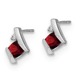 10K White Gold Garnet & Diamond Earrings Beautiful