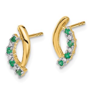 Colombian Emerald & Diamond 14K Gold Earrings Stunning