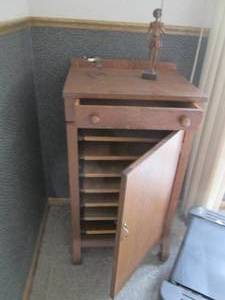lot 15 image: Antique Hardwood office file cabine...