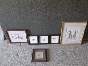 lot 23 image: Textured floral wall art and framed...