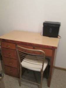 lot 34 image: Vintage desk with chair...