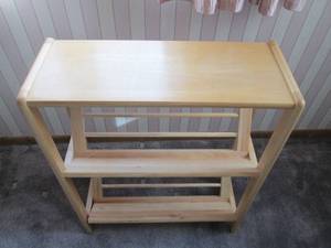 lot 197 image: Folding hardwood multimedia shelf...