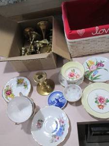 lot 215 image: Collection of brass candle holders ...