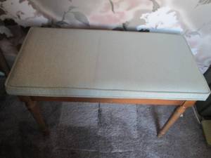 lot 231 image: Vintage padded piano bench...
