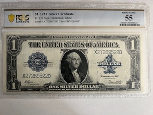 1923 $1 Silver Certificate Fr. 237 serial x27289522D "Horse Blanket"