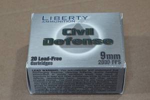 lot 149 image: 20 Liberty Civil Defense 9mm 50 Gr LA-CD Ammo